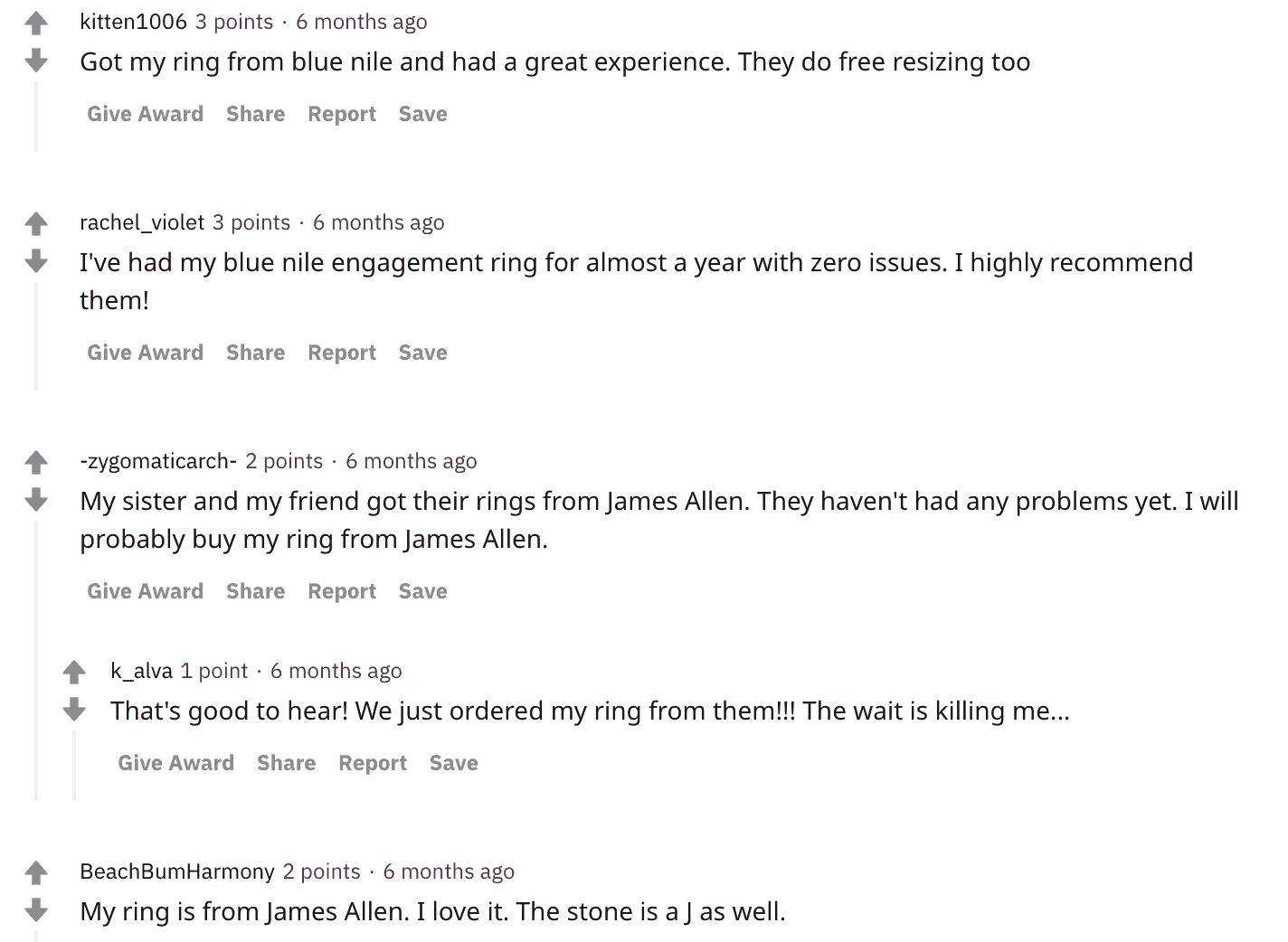 Blue Nile and James Allen reviews Blue Nile and James Allen on Reddit