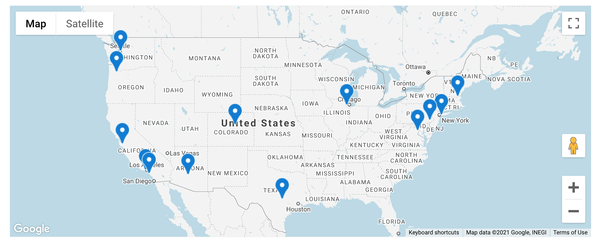 Blue Nile across the US