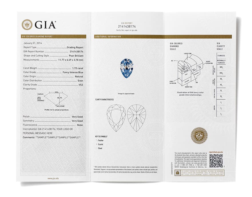 colored diamond gia report