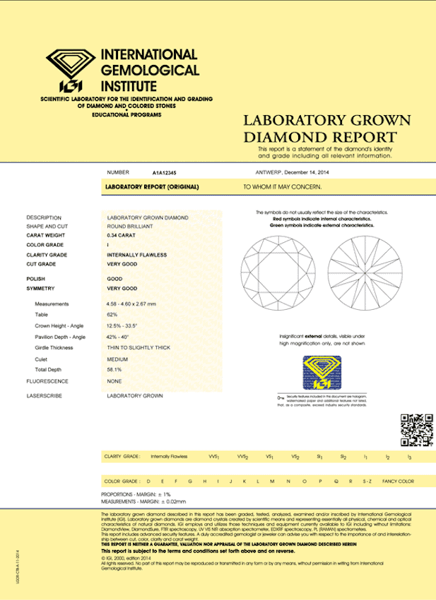 IGI lab diamond report