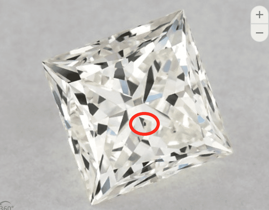 VS2 princess cut inclusion