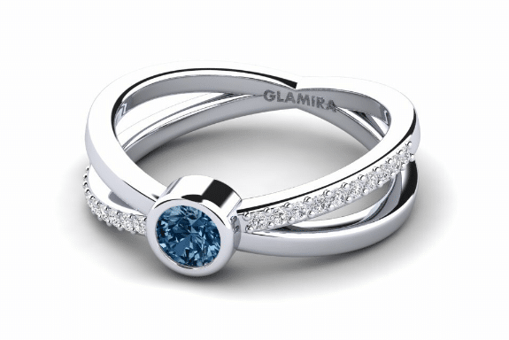 glamira blue diamond bezel pave
