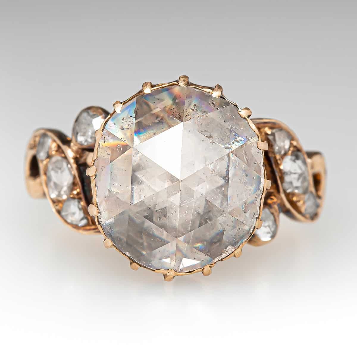 3.11 carat rose cut diamond ring 3.11 carat vintage rose cut diamond ring